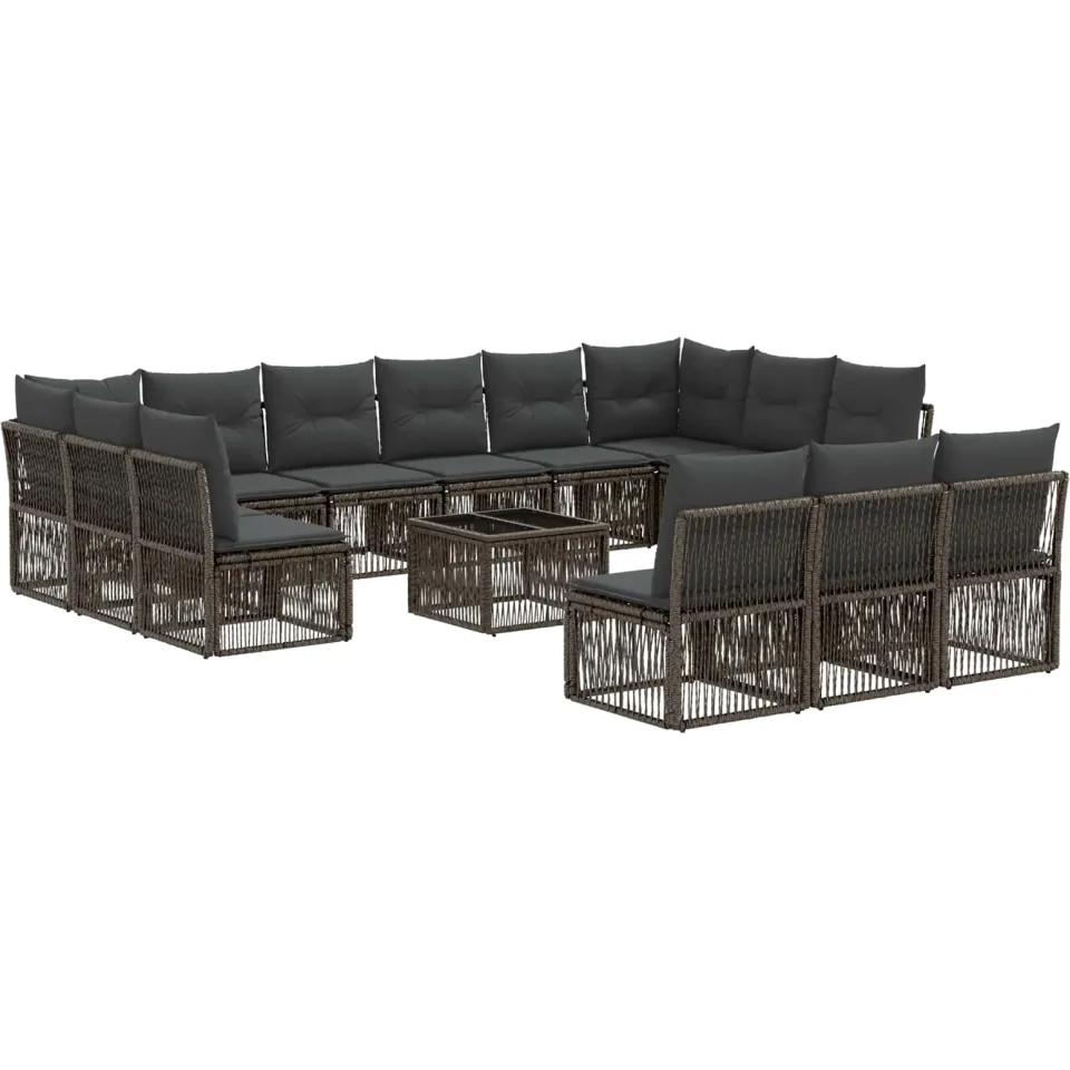 vidaXL Tuinbankenset 14 st Grijs poly rattan, foto 3