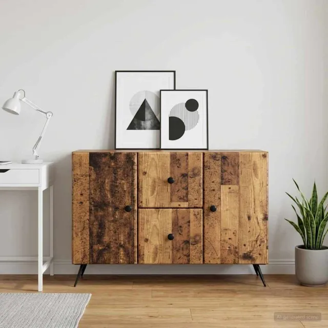 vidaXL Dressoir met lade Oud hout 89 x 34,5 x 60 cm Bewerkt hout Bruin
