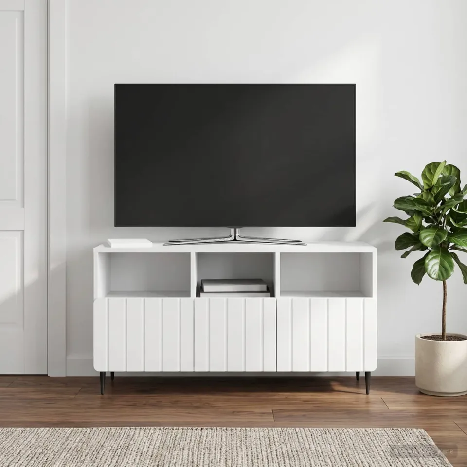 vidaXL TV-kast met lade Hoogglans Wit 102 x 34,5 x 50 cm Bewerkt hout, foto 4