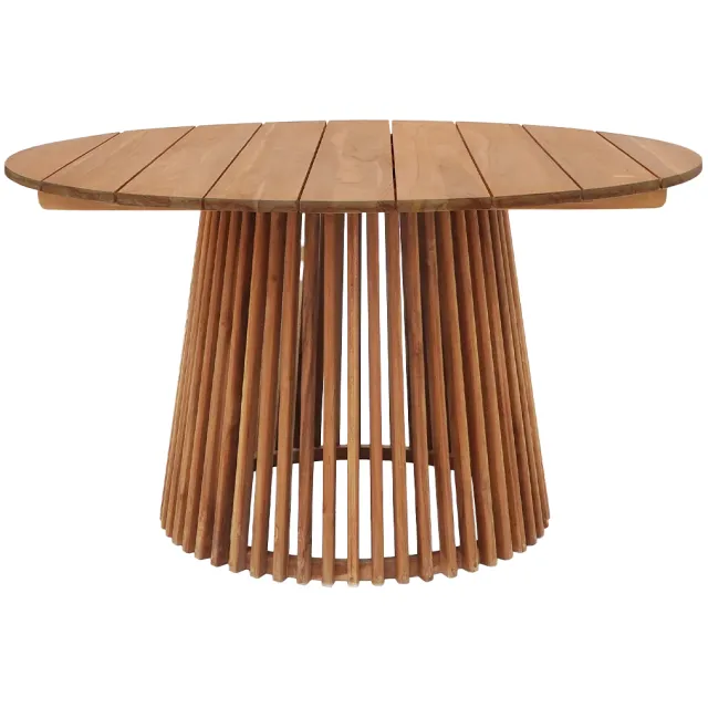Artichok Lidewij ronde teakhouten tuintafel naturel - Ø 120 cm Bruin