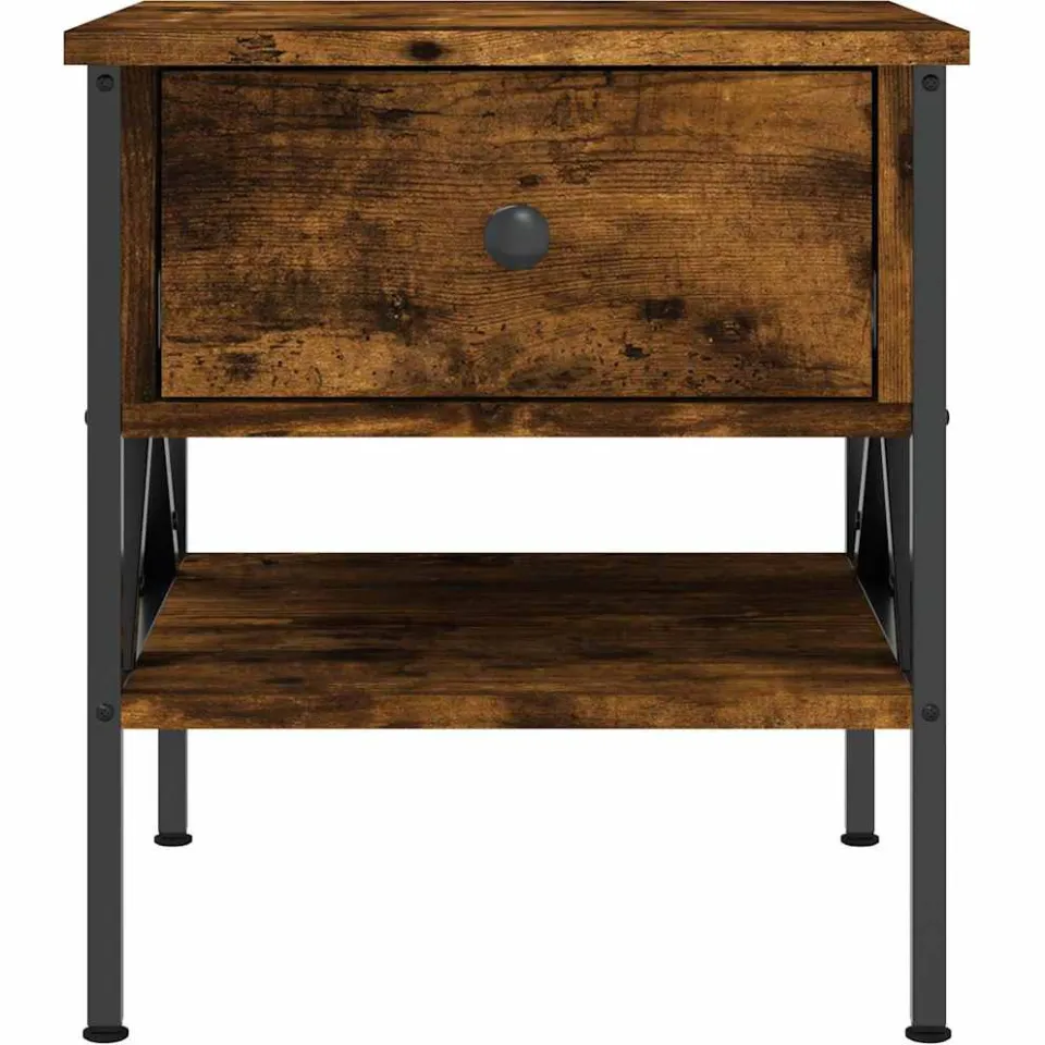 vidaXL Nachtkastjes 2 st 40x42x45 cm bewerkt hout gerookt eikenkleurig, foto 4