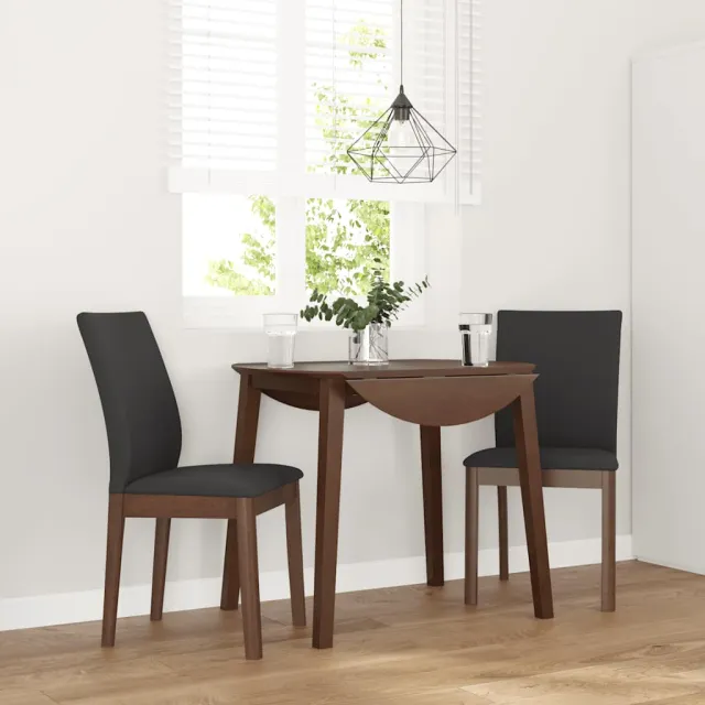 vidaXL Eetkamerstoelen met kussens 2 st massief hout rubber bruin