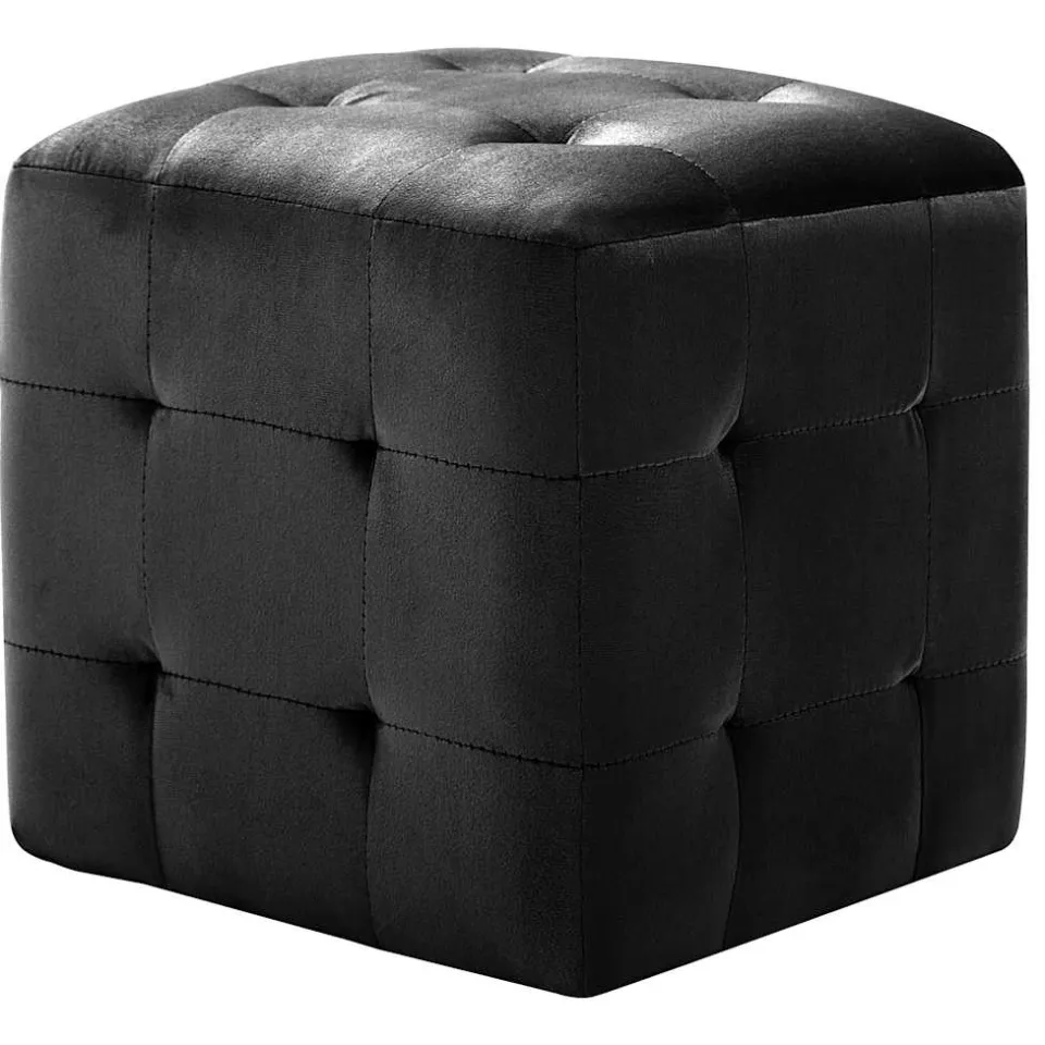 vidaXL Poef 2 st 30x30x30 cm fluweel zwart