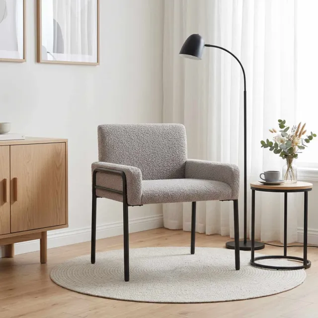vidaXL Accentstoel Lichtgrijs Bouclé