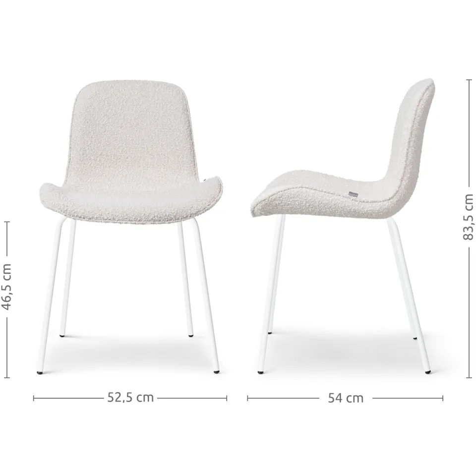 Nolon Nora-Fé eetkamerstoel bouclé beige - wit onderstel, foto 3