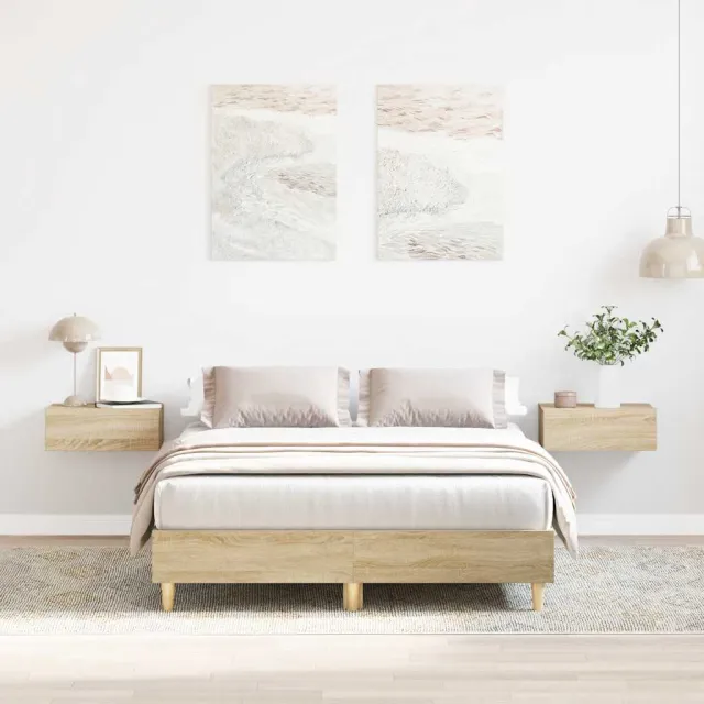 vidaXL Bedframe zonder matras 120x190cm spaanplaat sonoma eikenkleurig Bruin