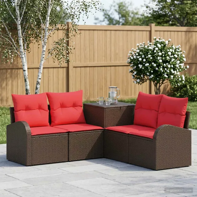 vidaXL Bankstel 5 st Bruin en Rood 179 x 179 x 85 cm