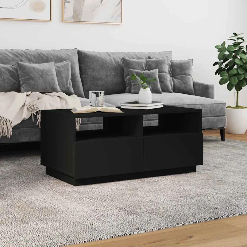 vidaXL Salontafel met LED-verlichting 90x49x40 cm zwart, foto 3