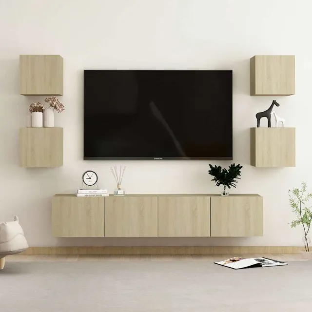 vidaXL 6-delige Tv-meubelset bewerkt hout sonoma eikenkleurig Bruin