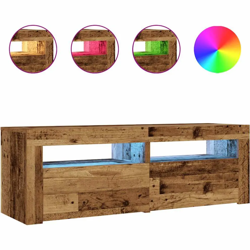 vidaXL Nachtkastjes 2 st met LED's 60x35x40 cm oud houtkleurig Bruin