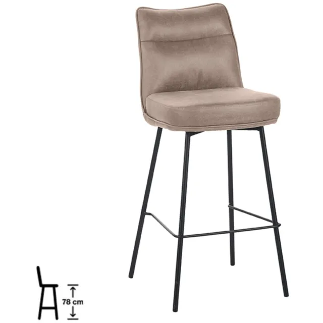 LABEL51 Lennon Barkruk - Bruin - Stof - Hoog - Kruk Taupe