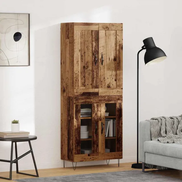 vidaXL Hoge kast Oud Hout 69,5 x 34 x 180 cm Bewerkt hout bruin