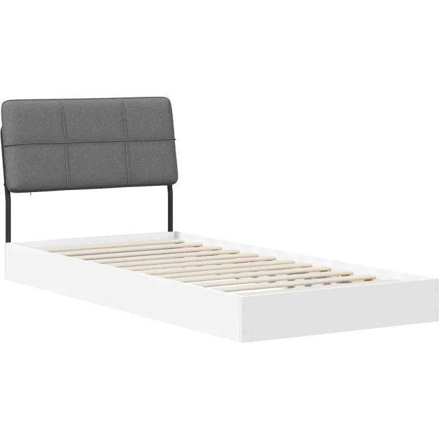 vidaXL Eenpersoonsbed met hoofdbord Wit en Lichtgrijs 90 x 200 cm