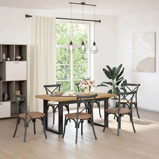 vidaXL Eettafel NOAIN U-vormige poten 160x90x75 cm massief hout Bruin