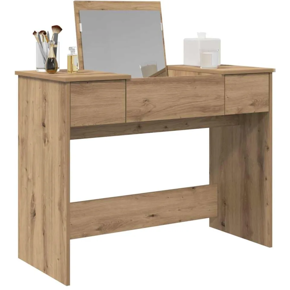 vidaXL Cosmetische Tafel Artisan Eiken 100 x 45 x 76 cm Bruin