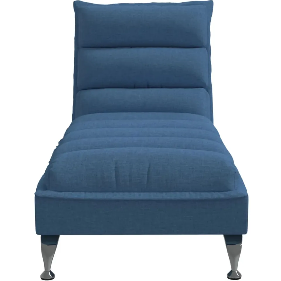vidaXL Chaise longue met kussens stof blauw, foto 4