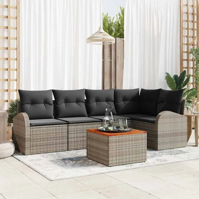 vidaXL Tuinbankenset 6 st Grijs poly rattan, foto 2