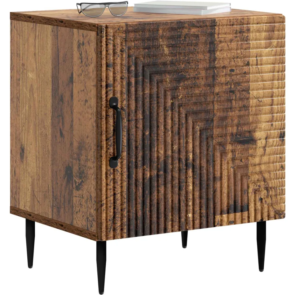 vidaXL Nachtkastje Oud hout 43 x 34,5 x 50 cm Bewerkt hout Bruin
