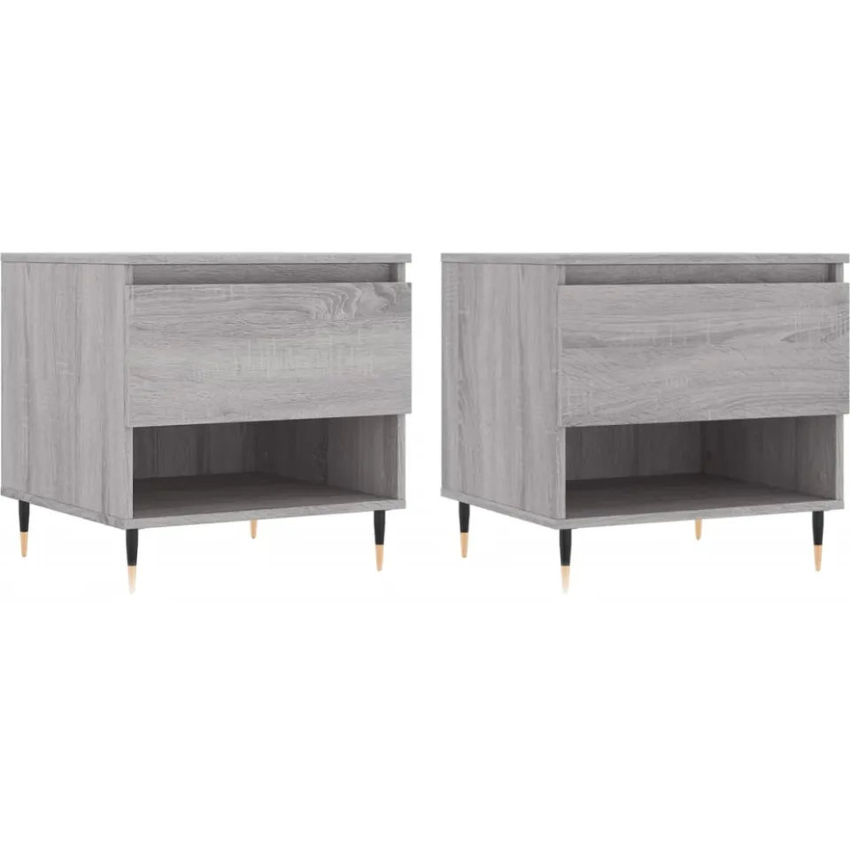 vidaXL Salontafels 2 st 50x46x50 cm bewerkt hout grijs sonoma eiken, foto 3