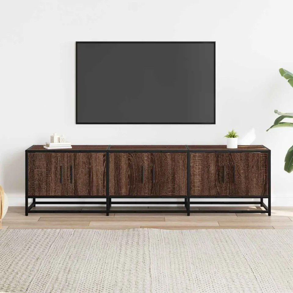 vidaXL Tv-meubel 150x35x41 cm bewerkt hout metaal bruin eikenkleur, foto 2