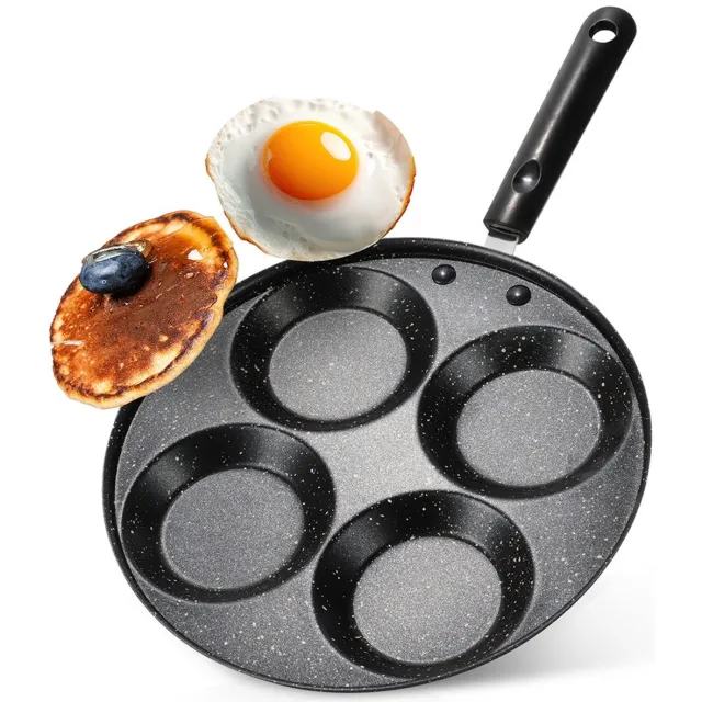 vilde Basic Line - Granieten Eierpan - 24 cm - 4 Openingen - Niet-Klevend Zwart