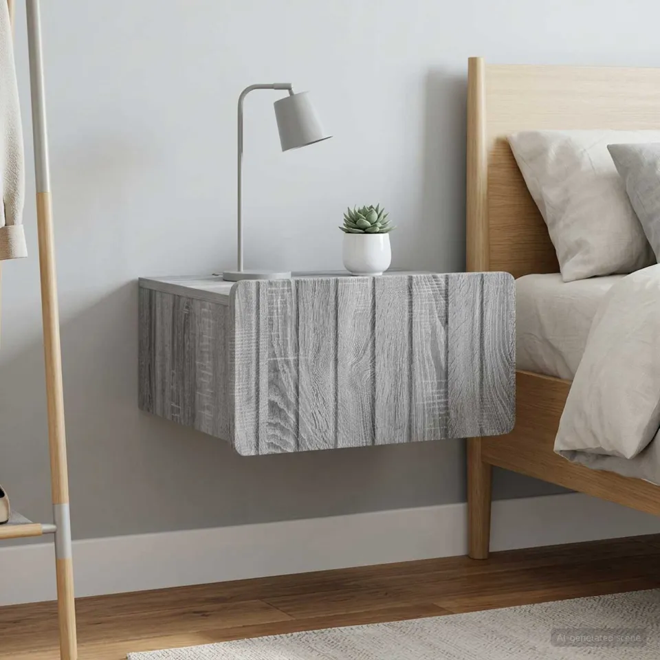 vidaXL Wandbeugel Bedkast 2 st Grijs sonoma 49 x 34,5 x 24 cm, foto 4