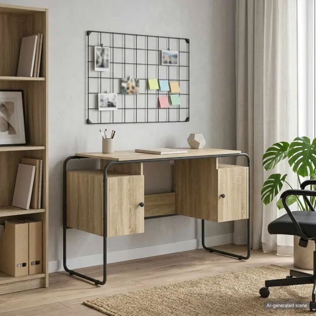 vidaXL Bureau met opbergruimte Sonoma Eiken 120 x 50.5 x 75.5 cm, foto 2