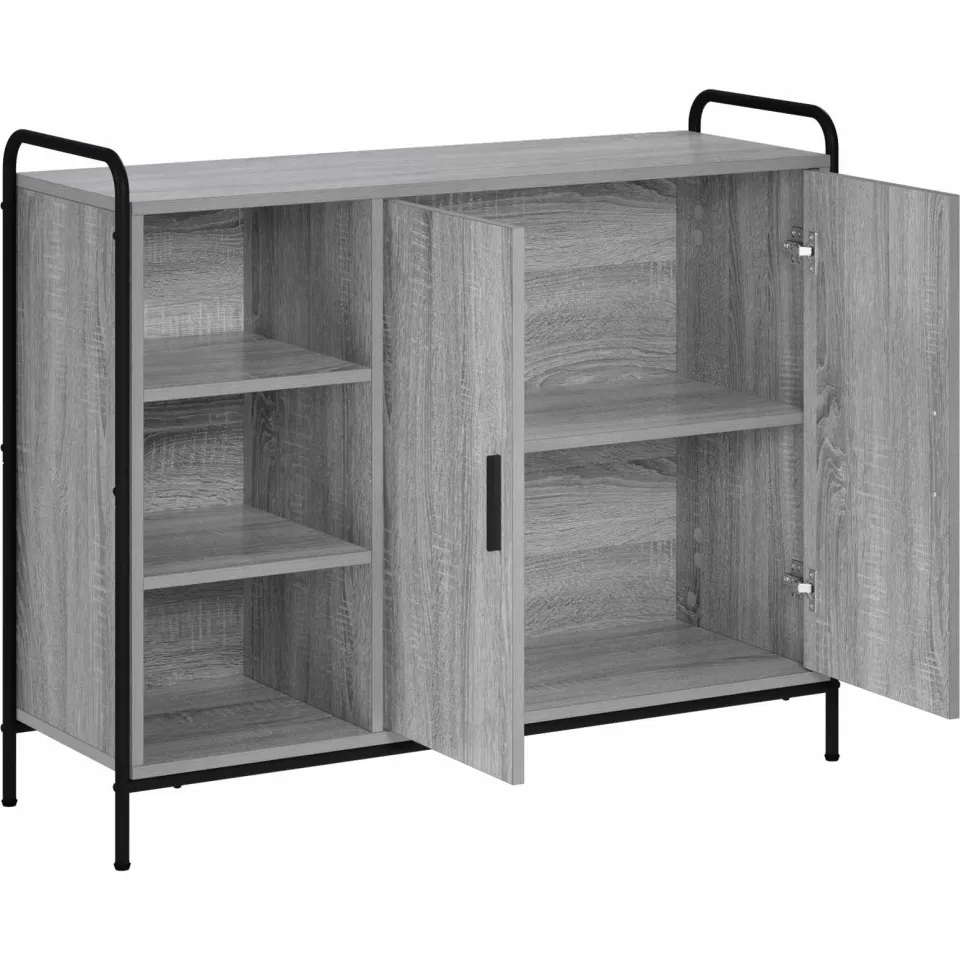 vidaXL Dressoir Grijs Sonoma 97 x 33 x 81 cm Bewerkt hout, foto 2