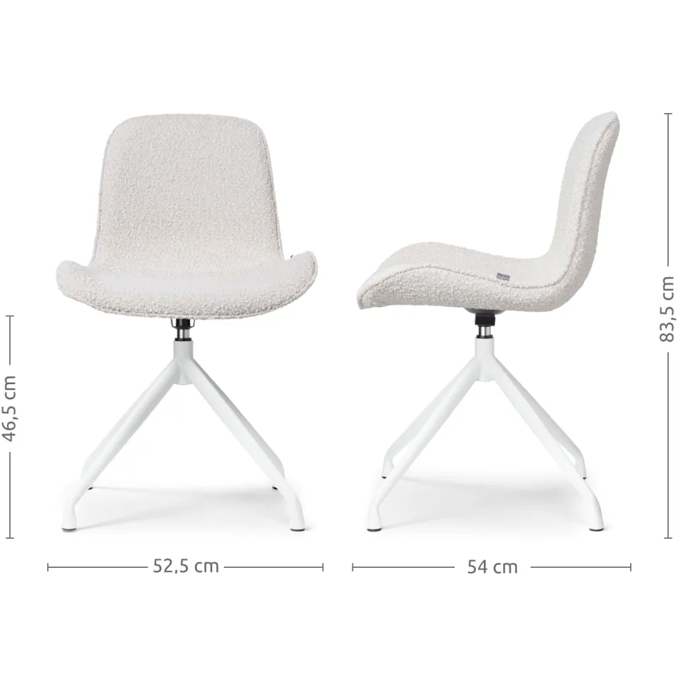 Nolon Nola-Fé draaibare eetkamerstoel bouclé beige - wit onderstel