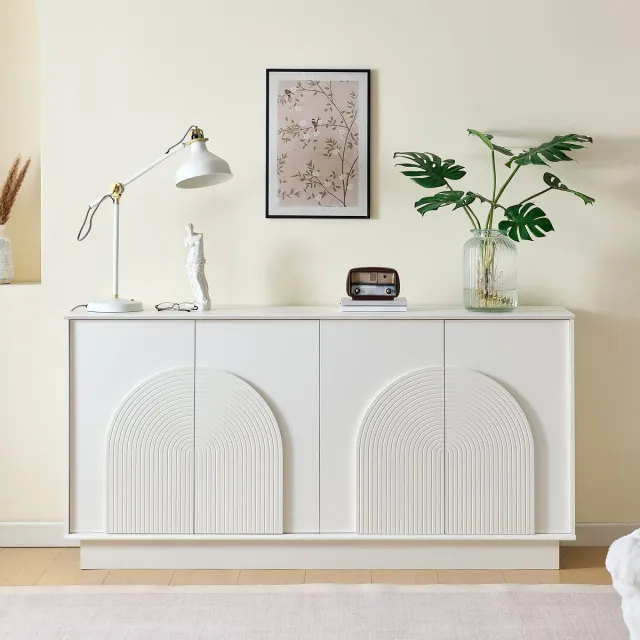 VVBV Dressoir met Opbergruimte, Voor Woonkamer - Deuren - MDF Wit White
