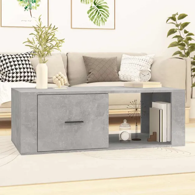 vidaXL Salontafel 100x50,5x35 cm bewerkt hout betongrijs grijs, foto 2