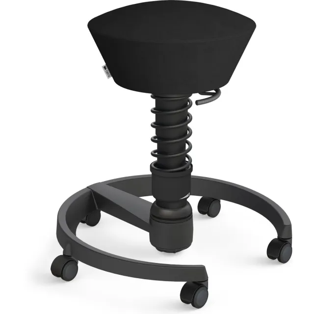 AERIS SWOPPER ergonomische kruk - zachte wielen - harde ondergrond - microvezel - zwart