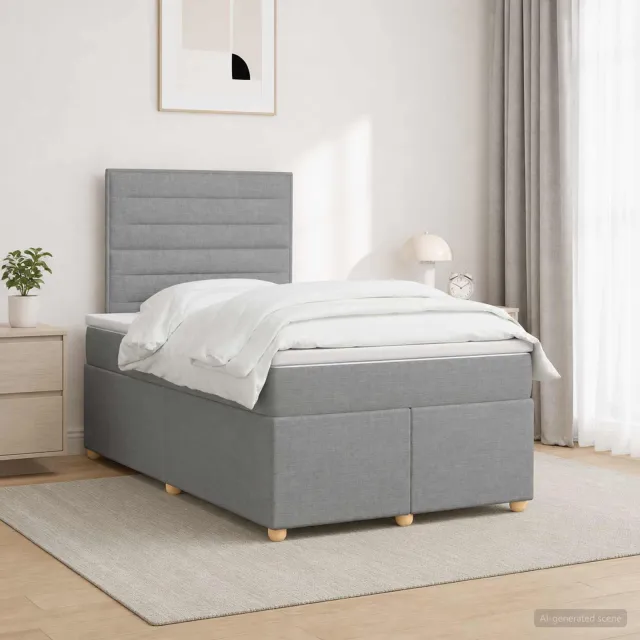 vidaXL Boxspringbed met matras Lichtgrijs 120 x 190 cm Stof