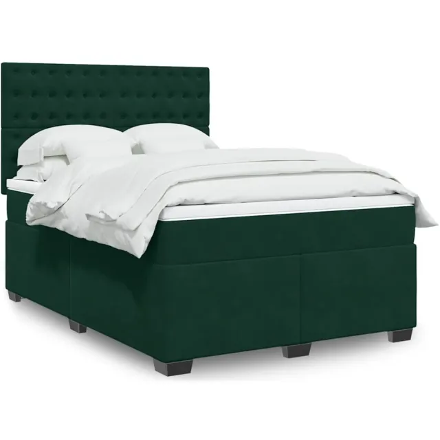 vidaXL Boxspring met matras fluweel donkergroen 160x200 cm groen