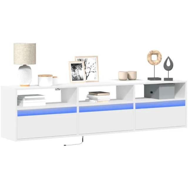 vidaXL Tv-wandmeubel met LED-verlichting 180x31x45 cm wit