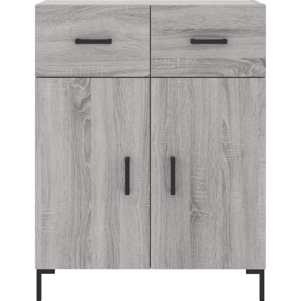 vidaXL Dressoir 69,5x34x90 cm bewerkt hout grijs sonoma eikenkleurig, foto 4
