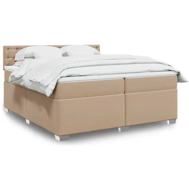 vidaXL Boxspring met matras kunstleer cappuccinokleurig 200x200 cm bruin