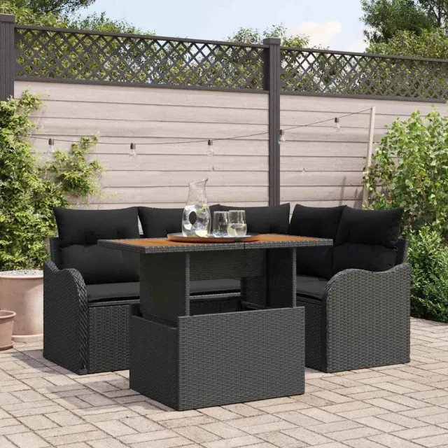 vidaXL Tuin Sofa Set 5 st Zwart Poly riet