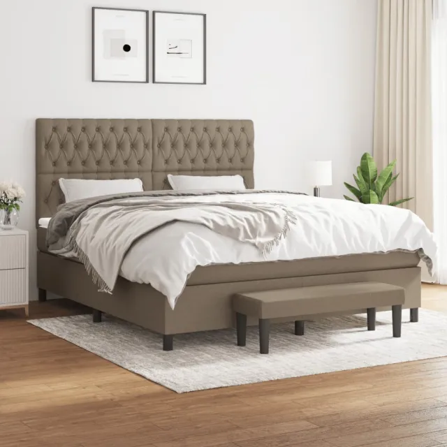 vidaXL Boxspring met matras stof taupe 180x200 cm