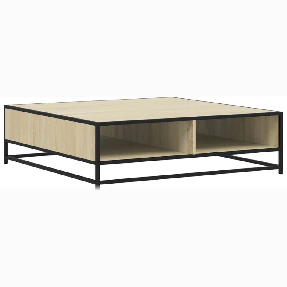vidaXL Salontafel 100x100x30 cm bewerkt hout en metaal sonoma eiken, foto 4