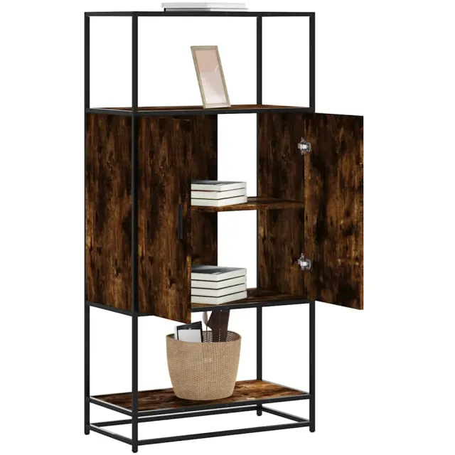 vidaXL Hoge kast 68x35x139cm bewerkt hout en metaal gerookt eikenkleur Bruin