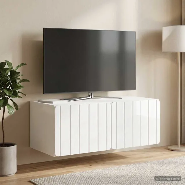 vidaXL Wandbeugel TV-kast 78,5 x 41 x 30 cm Hoogglans Wit Bewerkt hout, foto 2