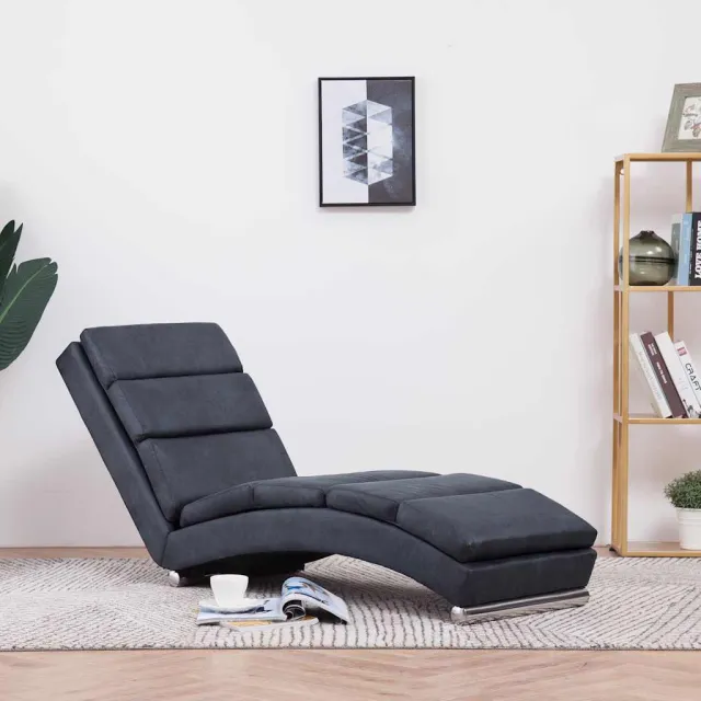 vidaXL Chaise longue kunstsuède grijs, foto 2