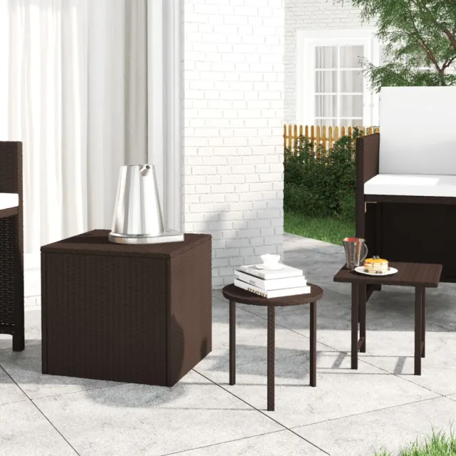 vidaXL Tuinbijzettafels 3 st poly rattan bruin, foto 2