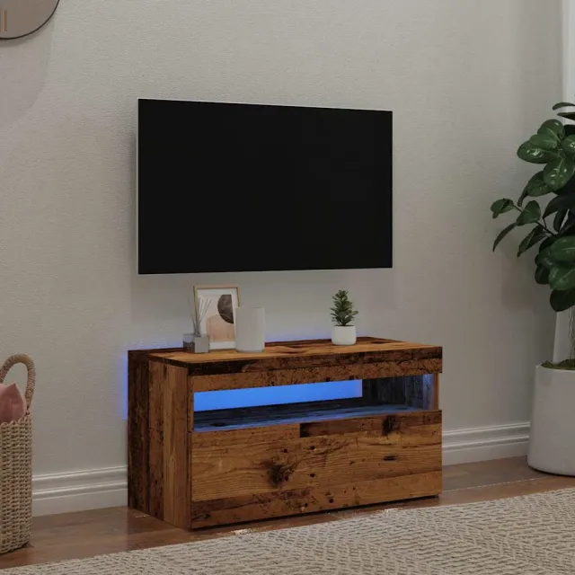 vidaXL Tv-meubel met LED 75x35x40 cm bewerkt hout oud hout bruin, foto 2
