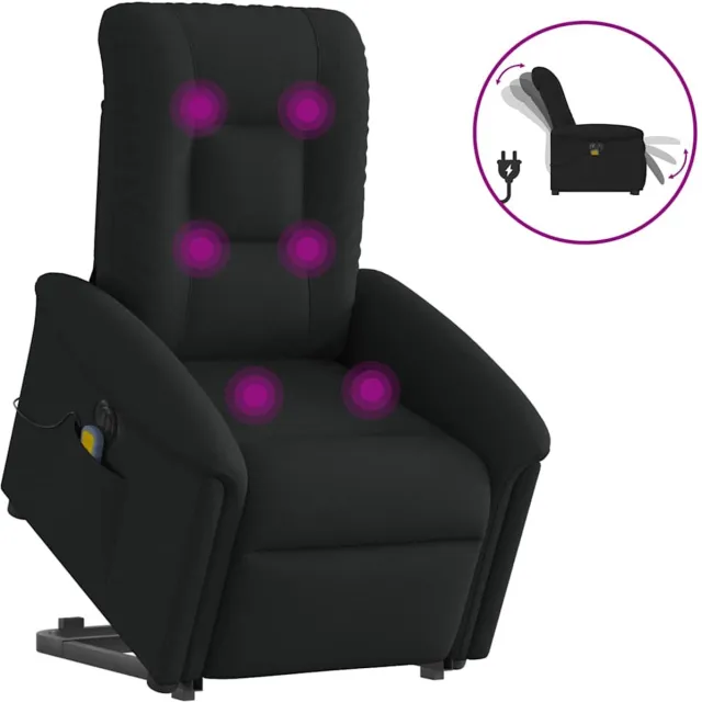 vidaXL Sta-op-massagestoel - elektrisch - verstelbaar - stof - zwart