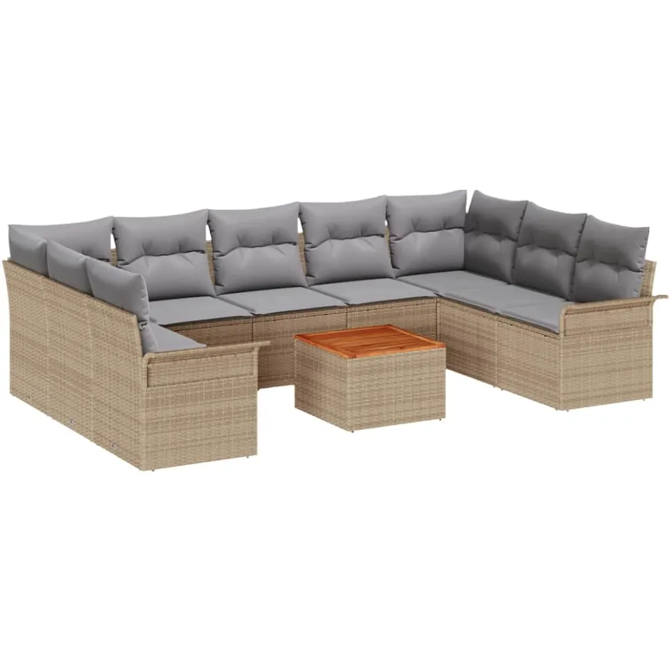 vidaXL Tuinbankenset 10 st Beige poly rattan, foto 4