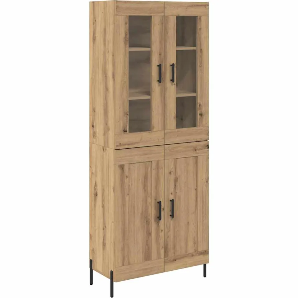 vidaXL Highboard Artisan Eiken 69,5 x 34 x 180 cm Bewerkt hout, foto 3