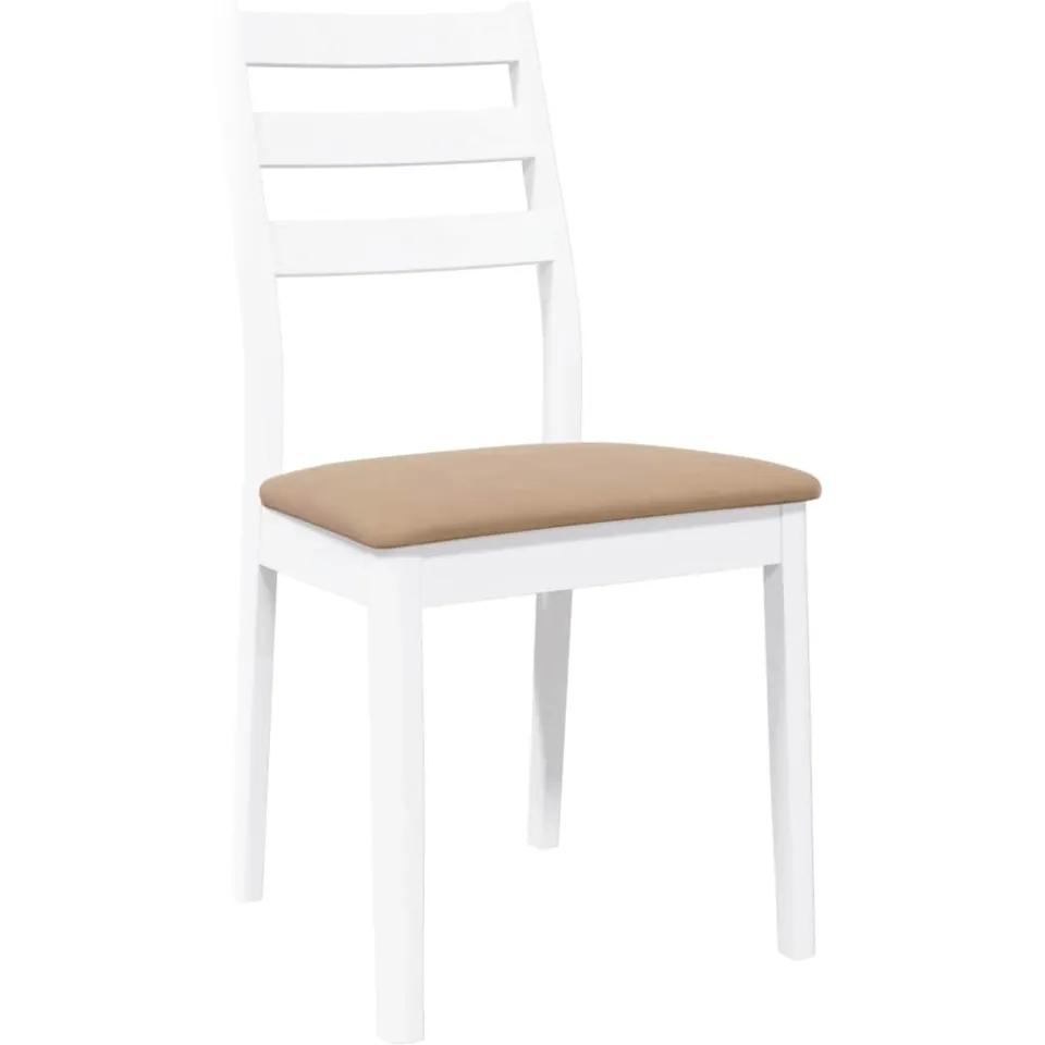 vidaXL Eetkamerstoelen met kussens 2 st massief hout rubber wit, foto 4