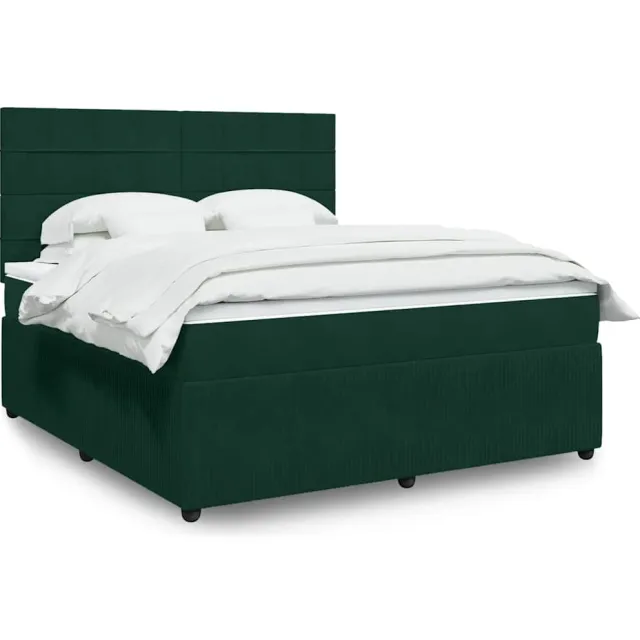 vidaXL Boxspring met matras fluweel donkergroen 180x200 cm groen